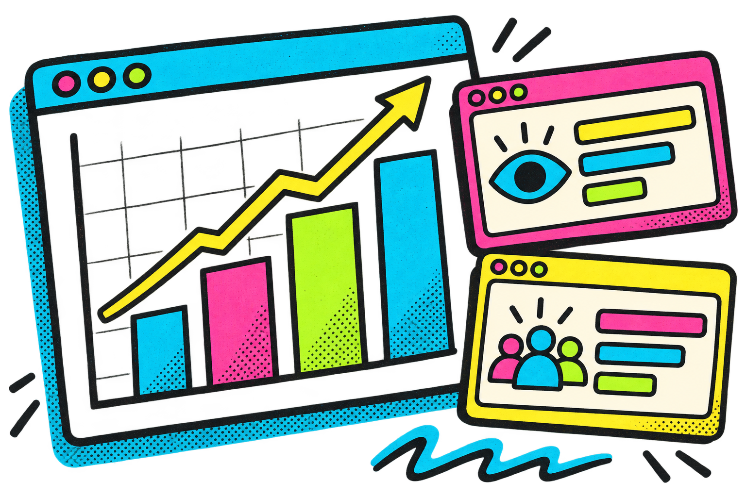 Analytics dashboard with reach and impressions charts